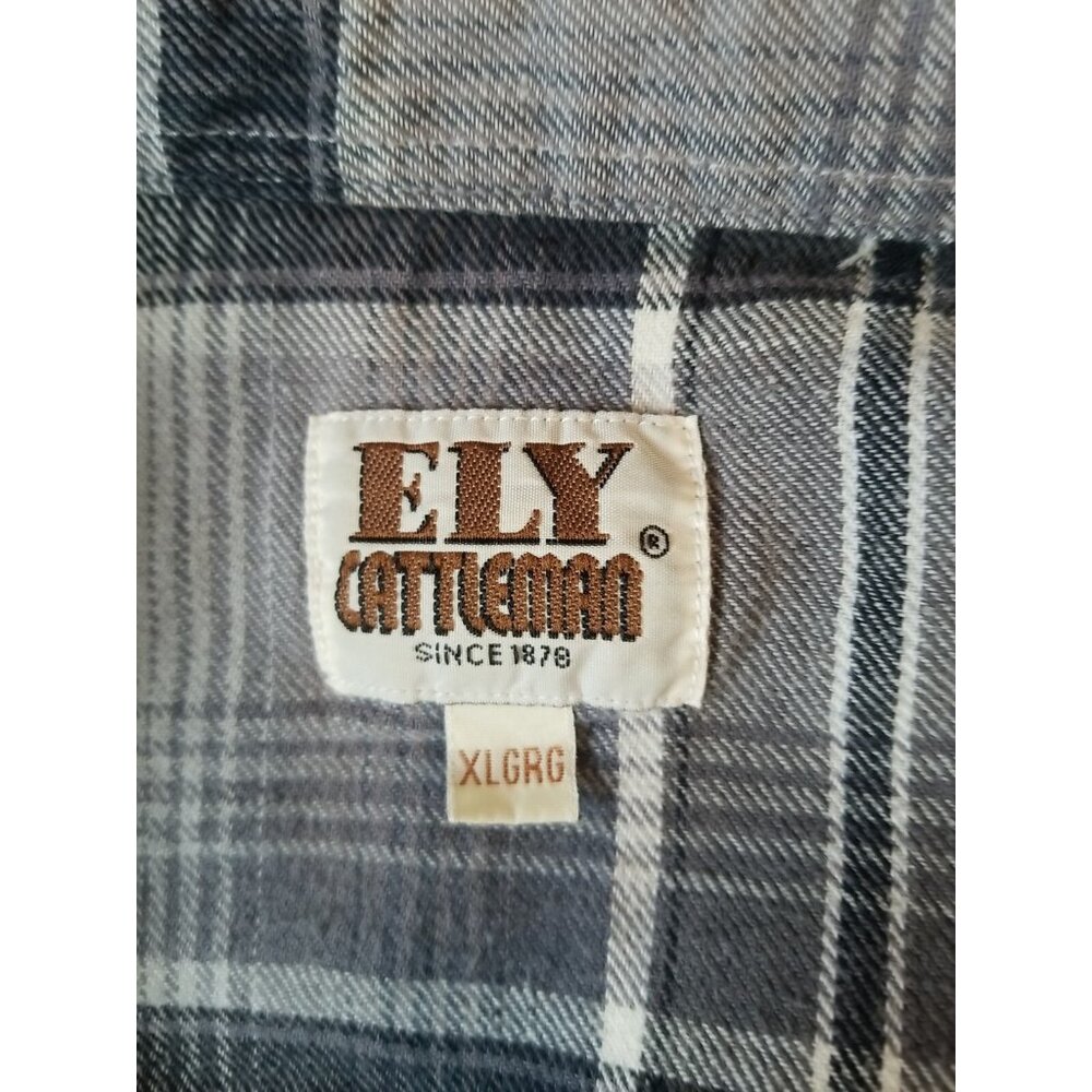 Ely Cattleman Shirt Vintage Mens XL Western Flannel Pearl Snap Long Sleeve Gray - Picture 6 of 9